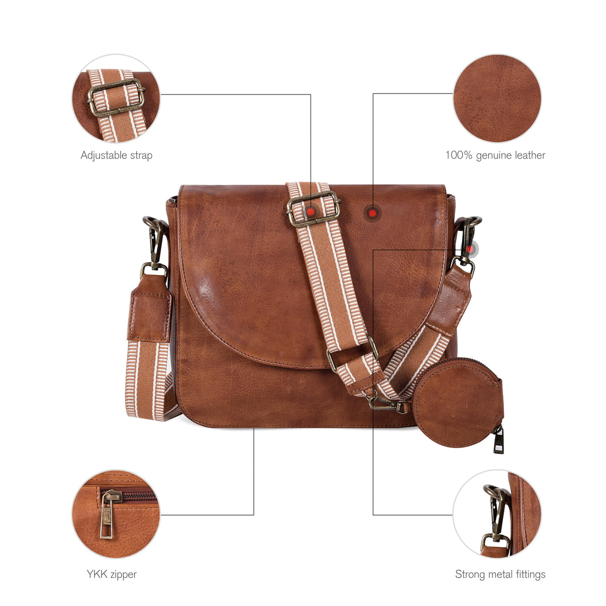 Genuine Leather Crossbody Bag Y25547
