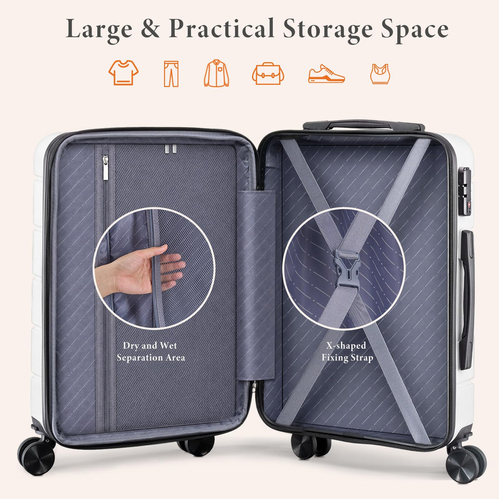 20 Inch White Hard Shell Suitcase H3276