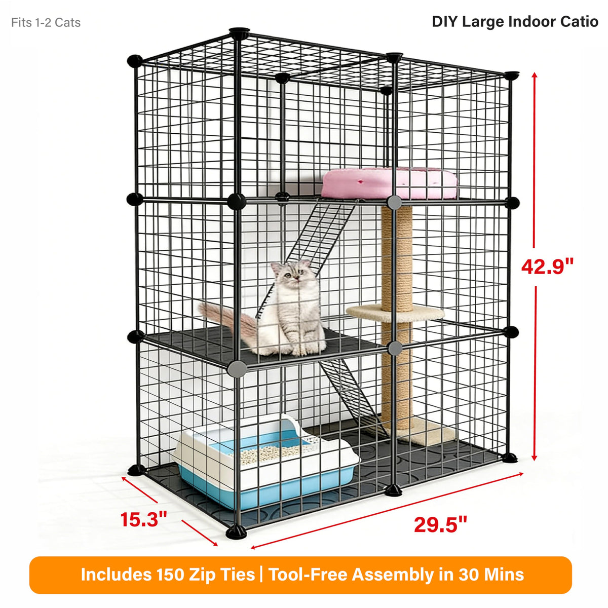 Foldable Black Wire Metal Cat Playpen E7360