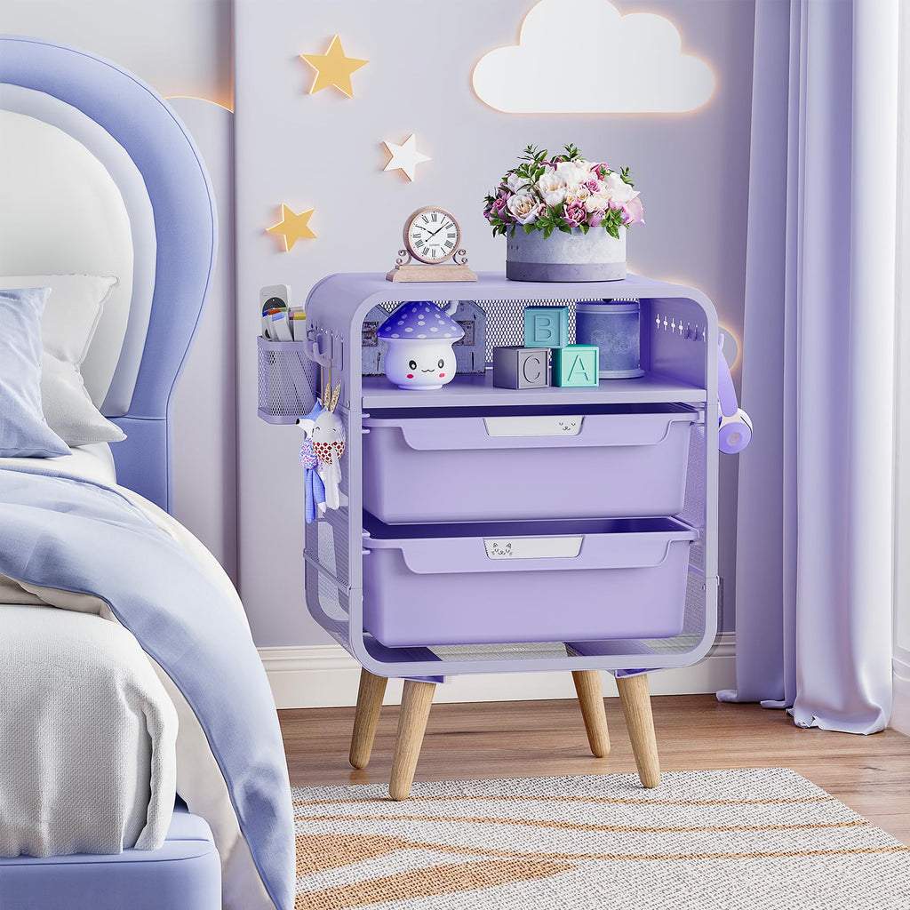 Kids Nightstand, Girls Bedside Table, Night Side Table, Purple H8208