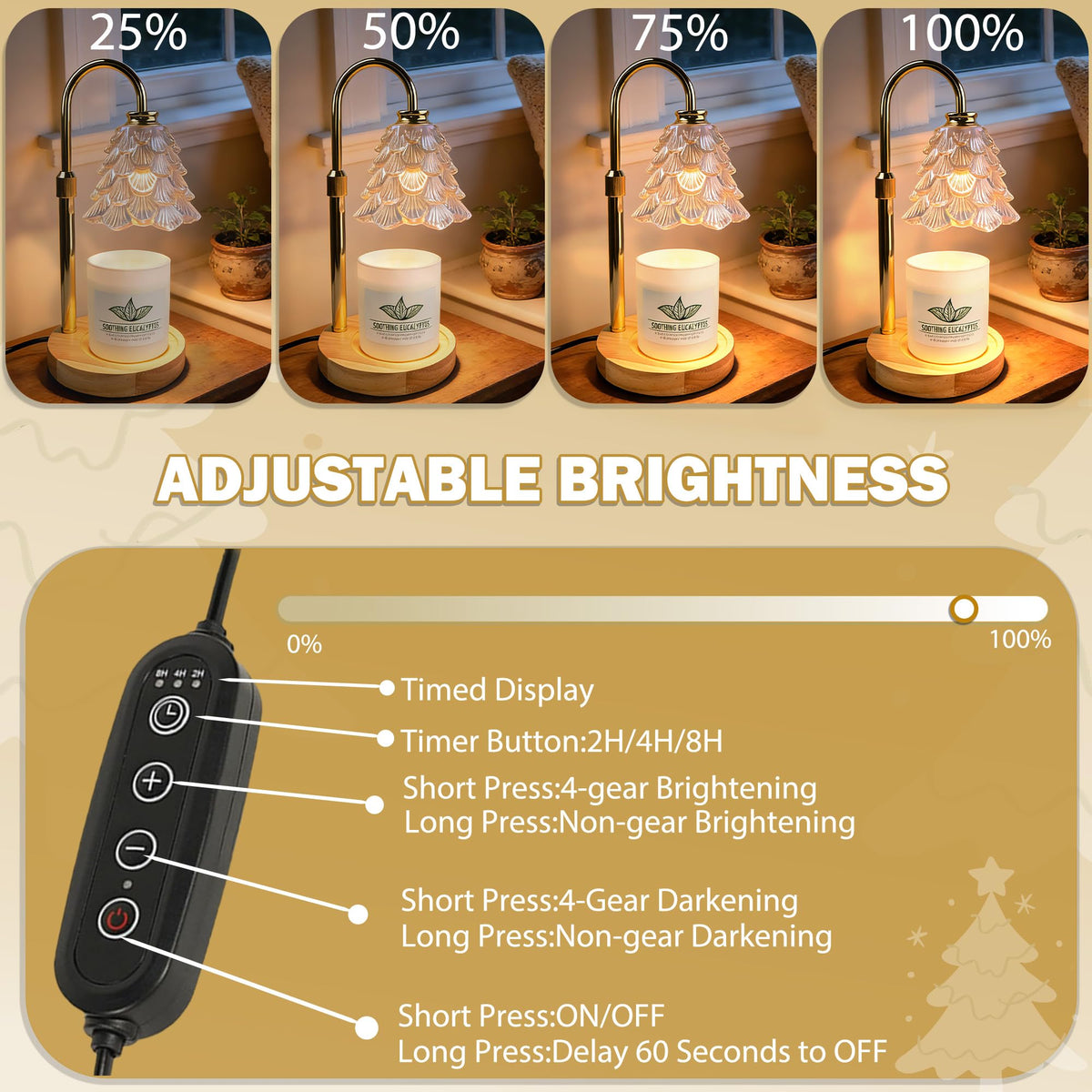 Candle Warmer Lamp with Timer Dimmable Adjustable Height D47570