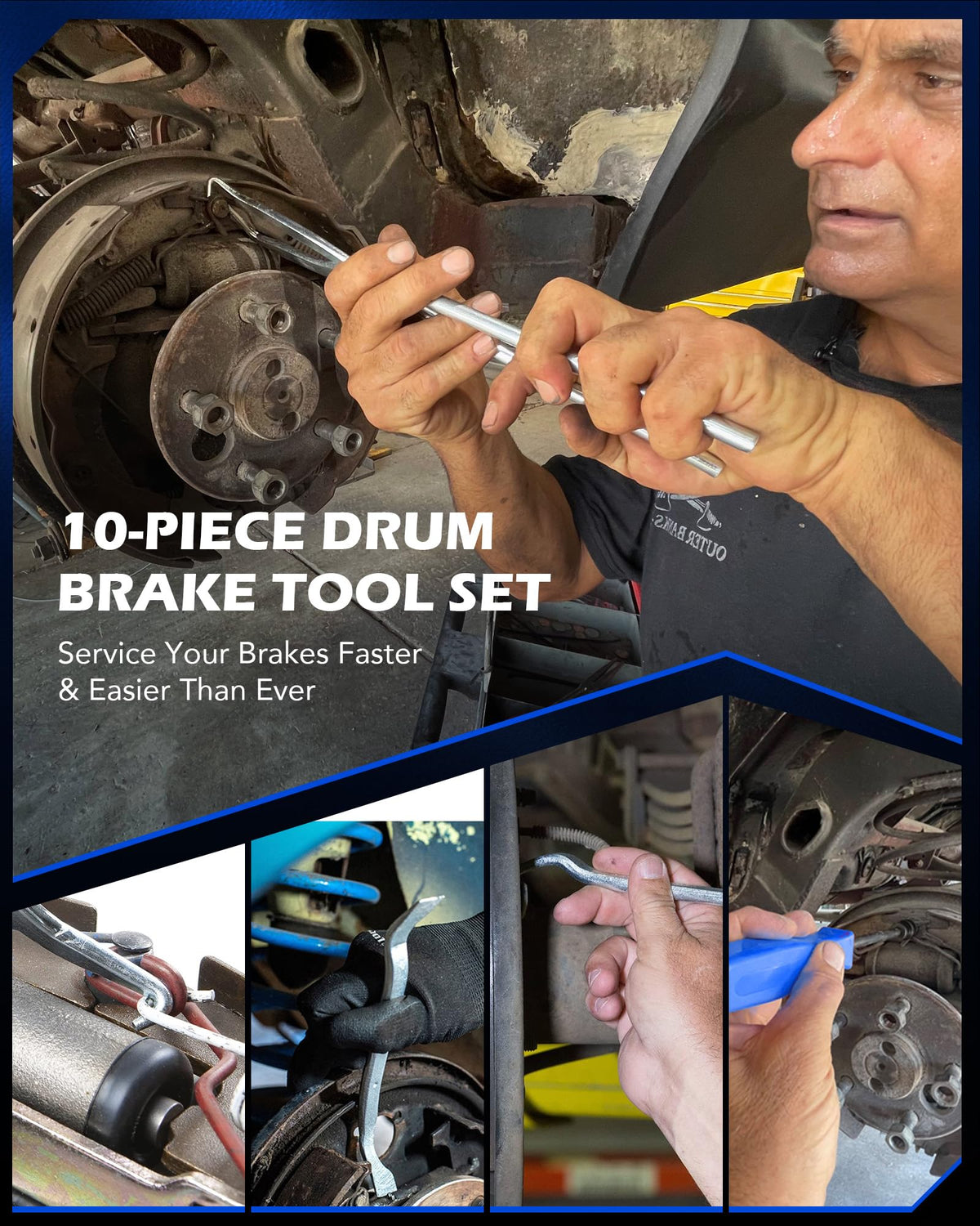 10pc Drum Brake Tool Kit with Spring Pliers and Adjusting Spoons Set Q6038