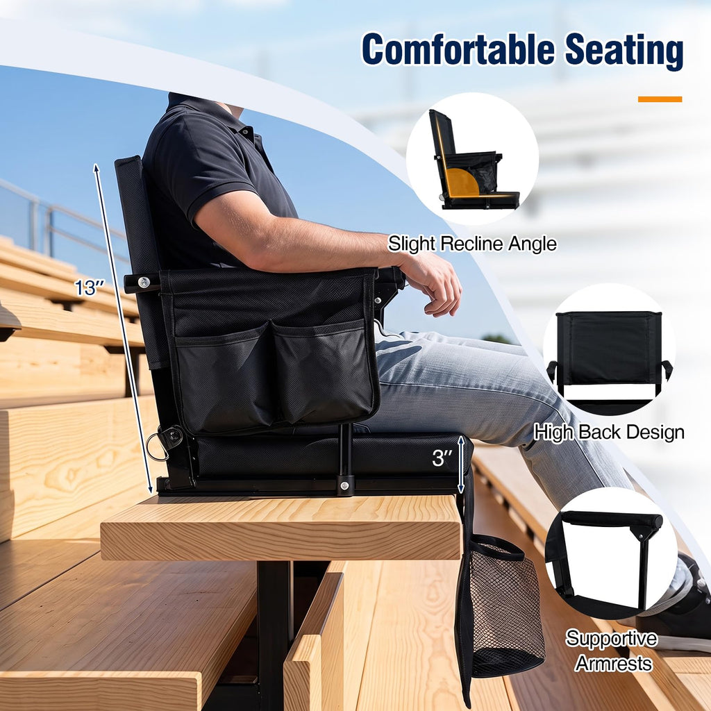 2 Pack Stadium Seats with Back Support & Cup Holders O15393