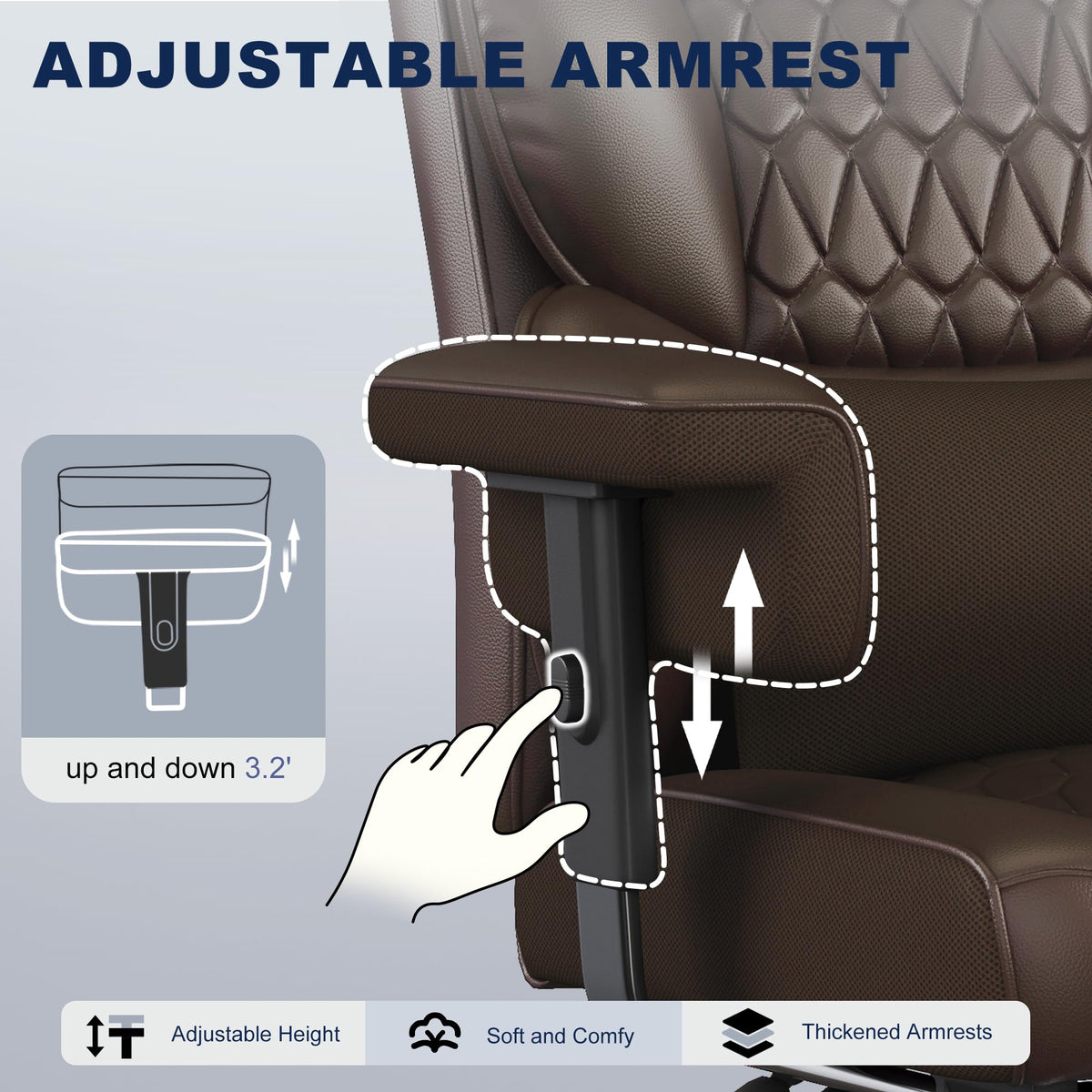 Big and Tall Faux Leather Office Chair with Footrest S3785