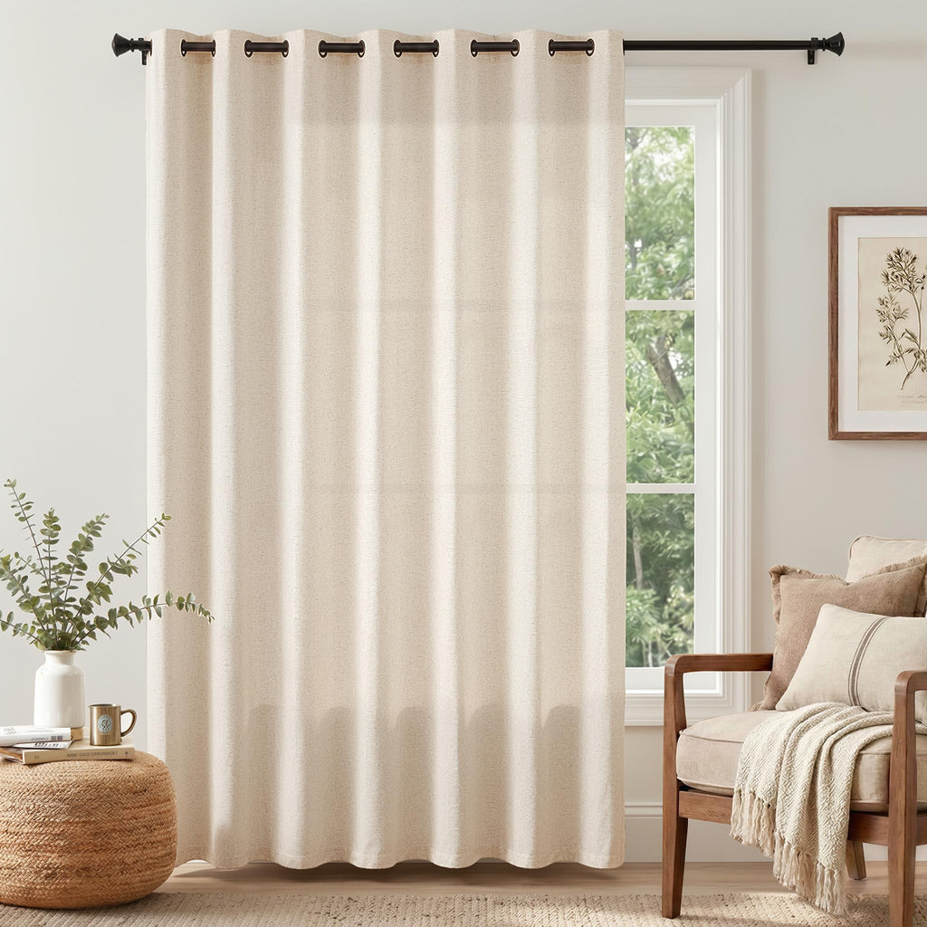 Linen Curtain 84 Inch Light Filtering Grommet 1 Panel Beige O8320