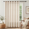 Linen Curtain 84 Inch Light Filtering Grommet 1 Panel Beige O8320