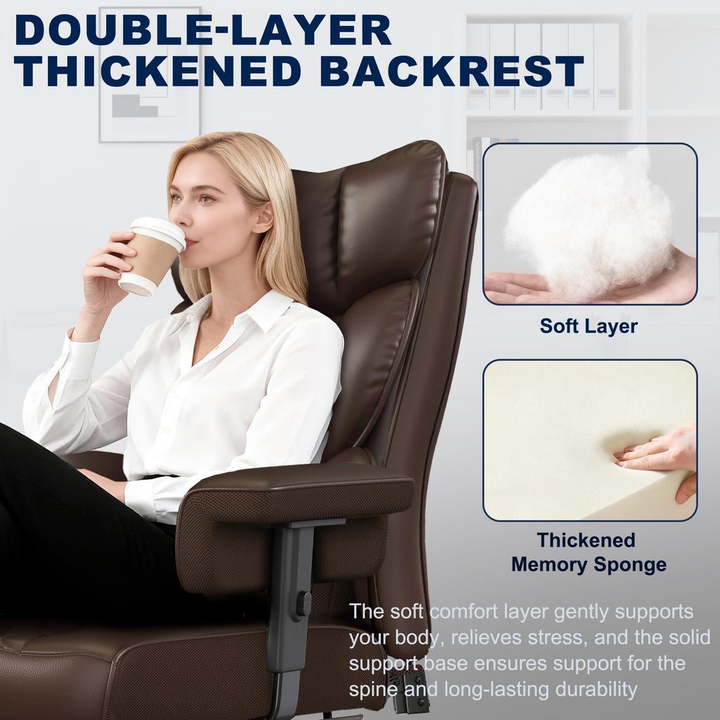 Big and Tall Faux Leather Office Chair with Footrest S3785