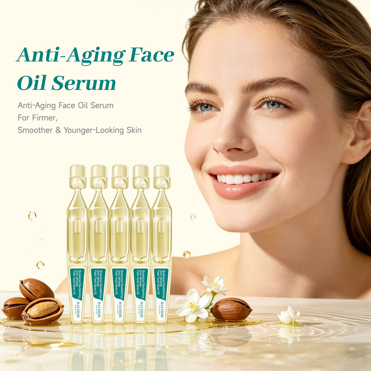 Anti-Aging Face Oil Serum Ampoules with Squalane, Camellia, Jojoba & Meadowfoam Seed Oil, 1ml x 30 G2354