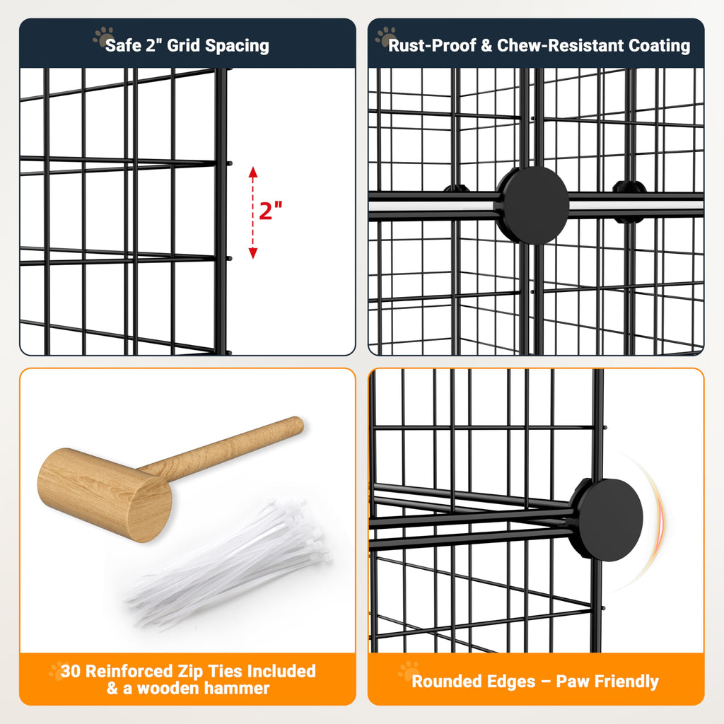 Foldable Black Wire Metal Cat Playpen E7360