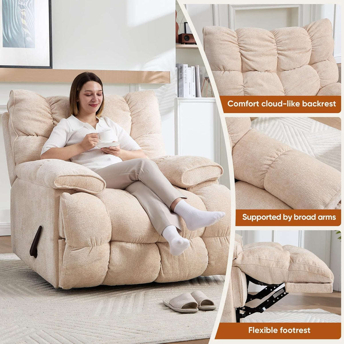 Oversized Swivel Rocker Recliner Chair Q147650