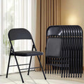 Black Folding Chairs 10-Pack Padded Heavy Duty Steel Frame W98358