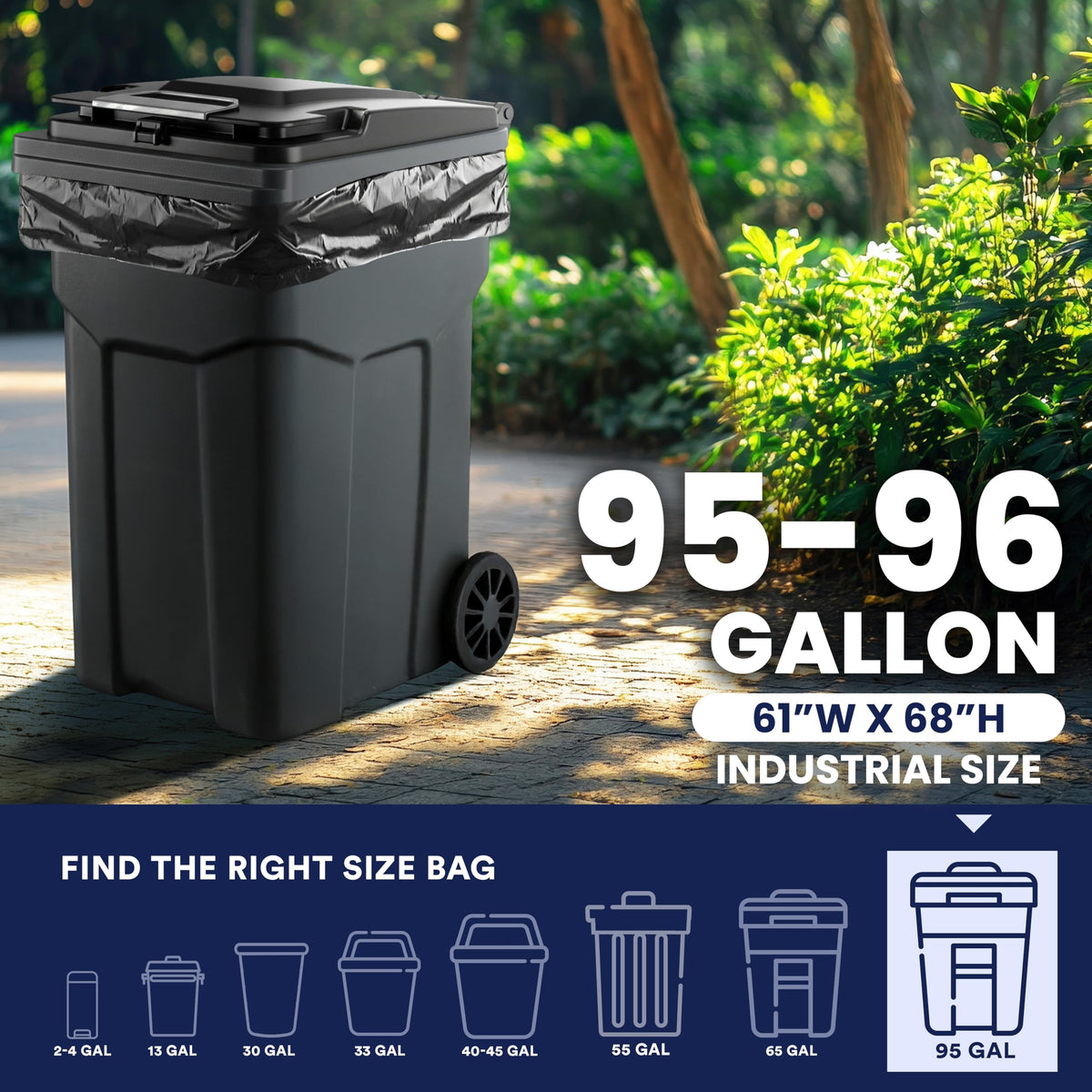 95-96 Gallon Heavy Duty Black Trash Bags J730261