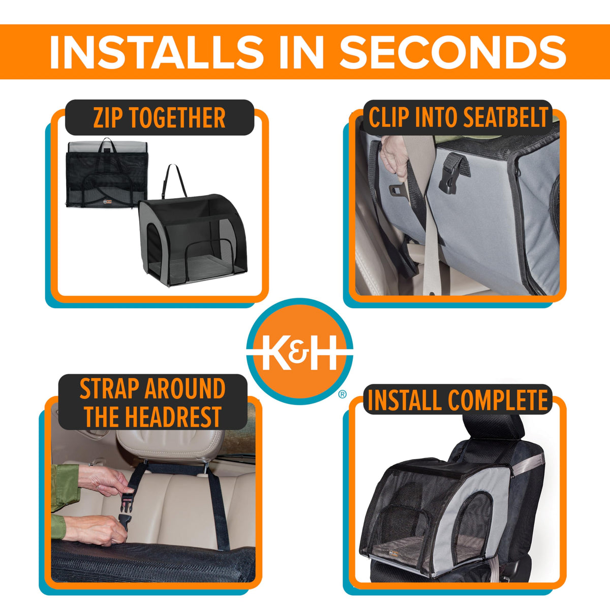 Dog Car Seat, Medium, Gray/Black B76901