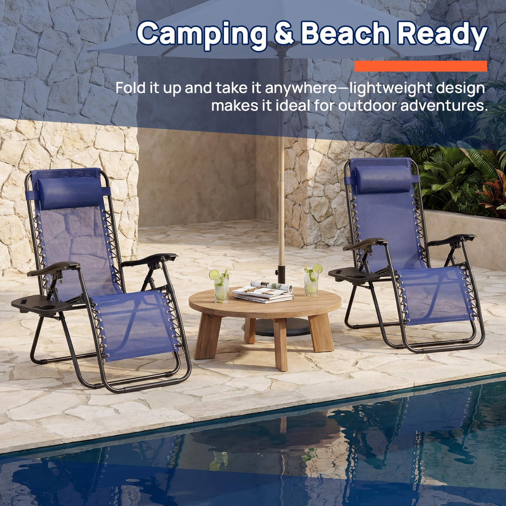 Oversized Blue Zero Gravity Chair Set of 2 D269111