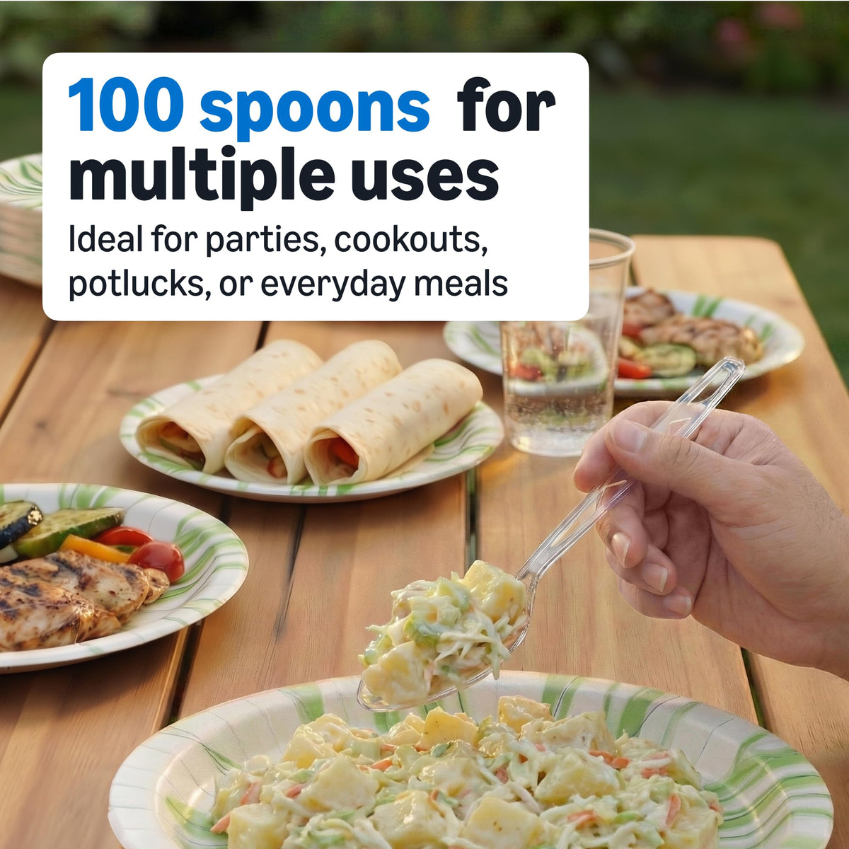 Clear Plastic Spoons 100 Count T20694
