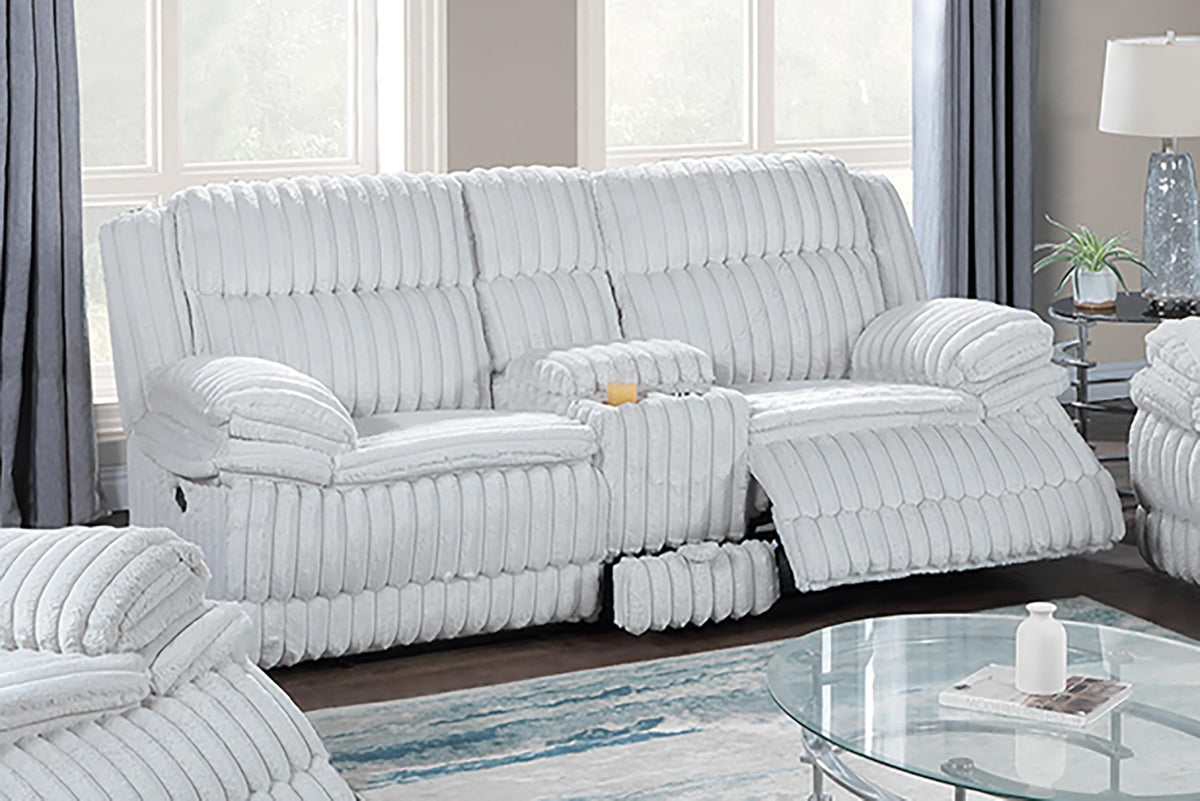 Light Gray Corduroy Reclining Loveseat with Storage Drawer F261254