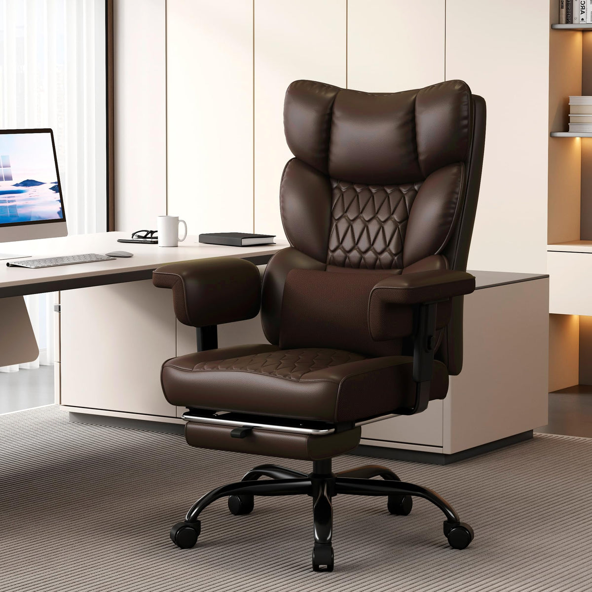 Big and Tall Faux Leather Office Chair with Footrest S3785