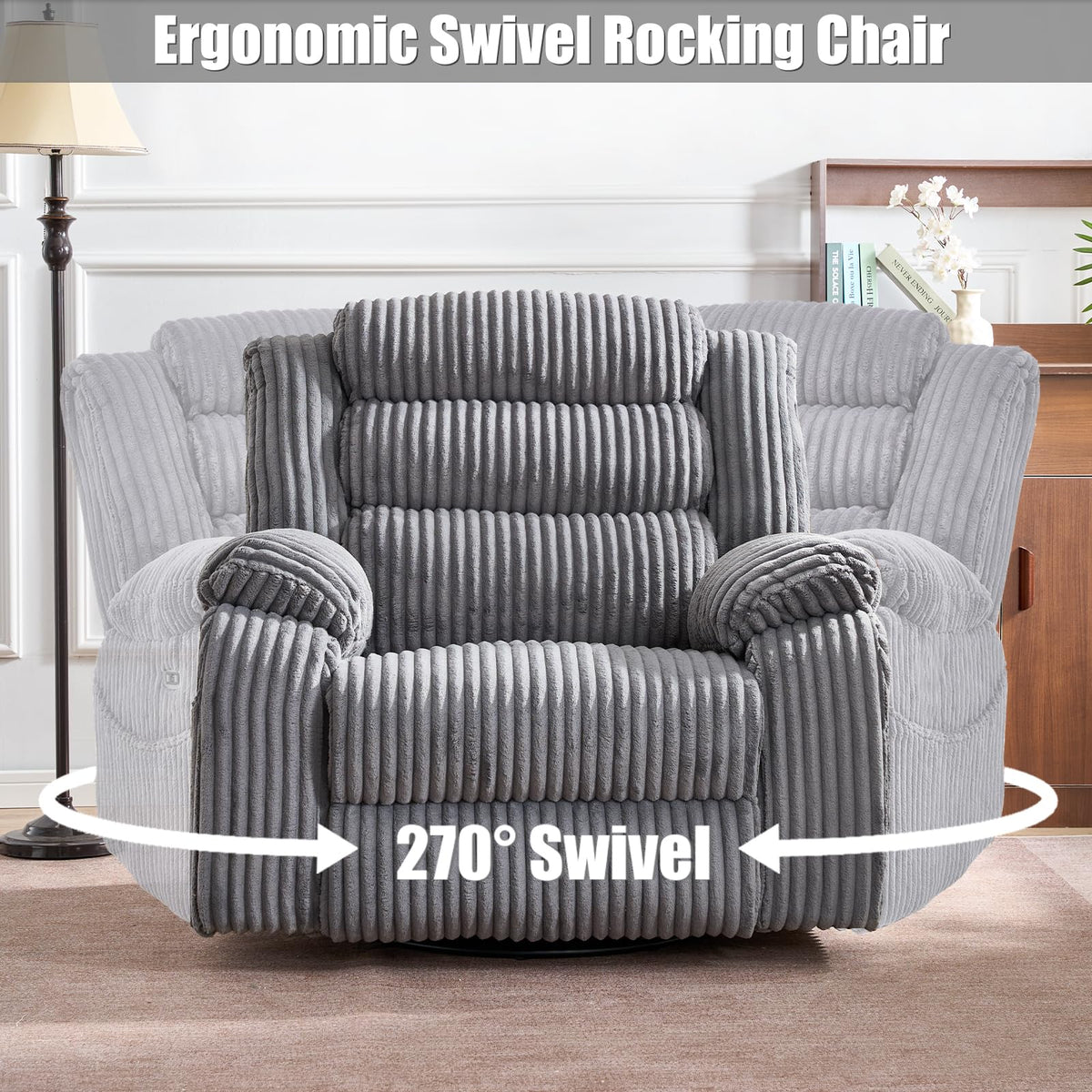 Power Swivel Rocker Recliner Chair with Vibration & Heat I243
