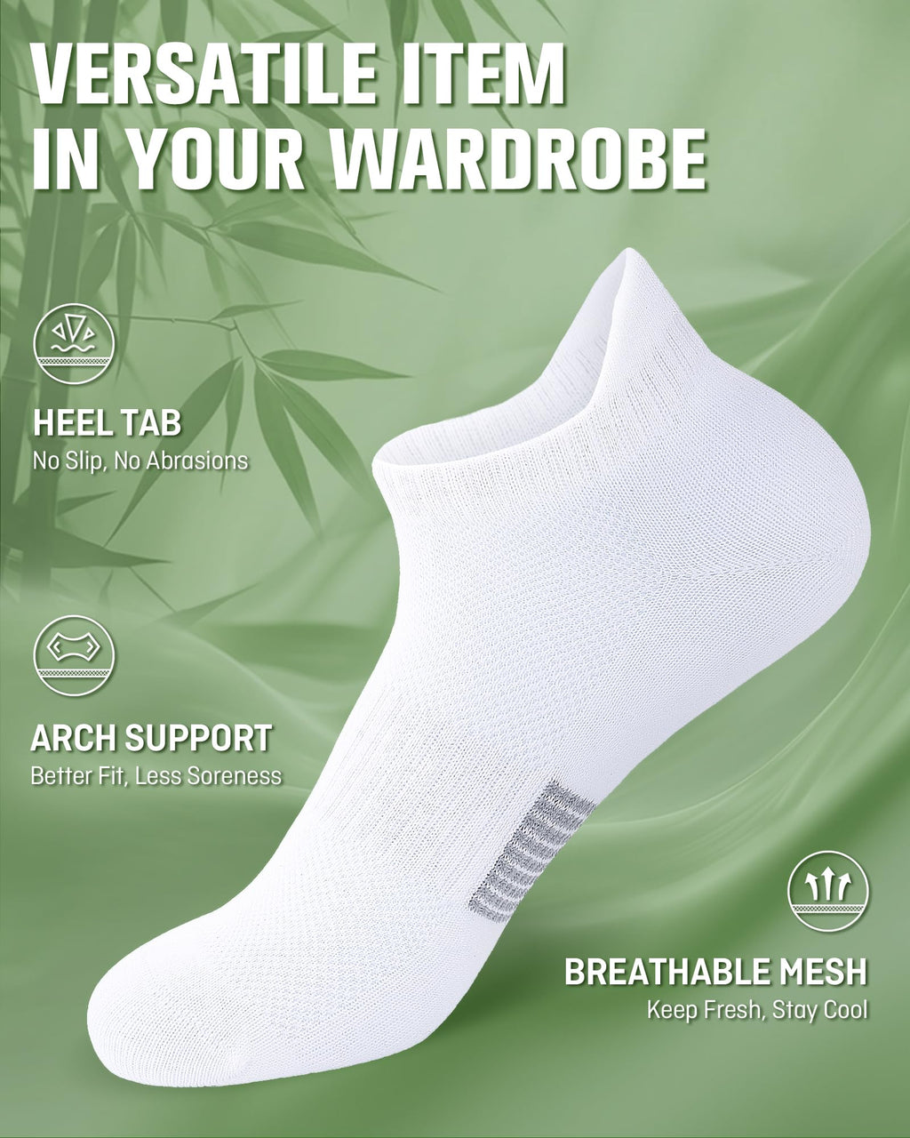 Women's Bamboo Viscose Ankle Socks, 6 Pairs X7369