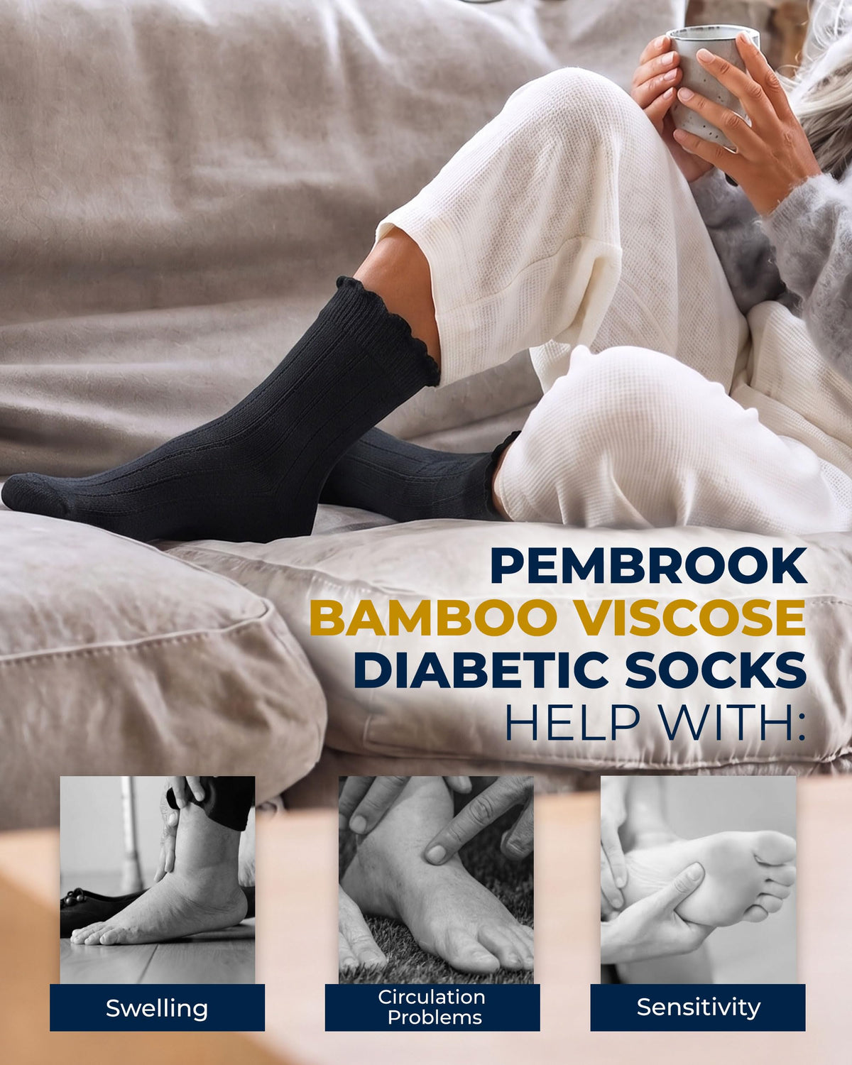 Knit Bamboo Viscose Diabetic Socks 6 Pairs Y986934