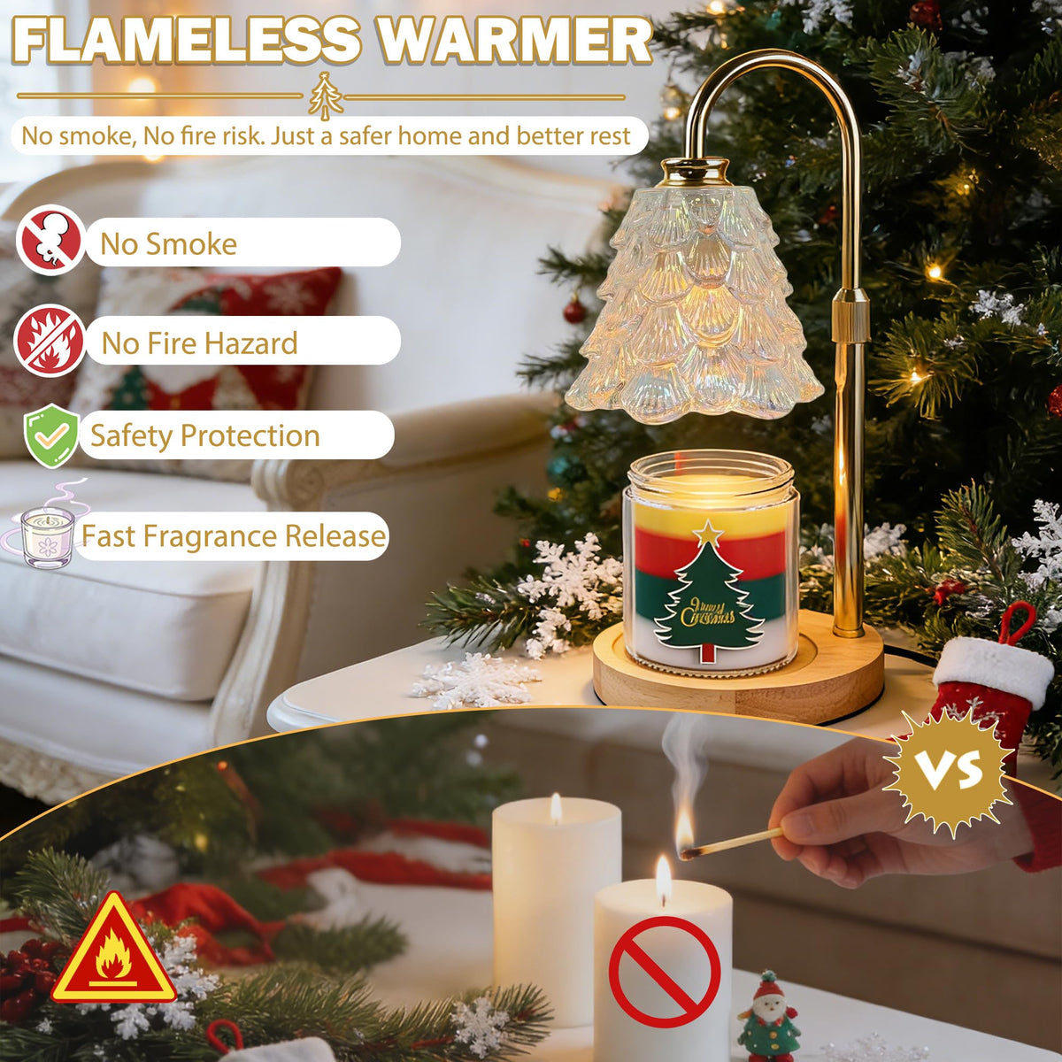 Candle Warmer Lamp with Timer Dimmable Adjustable Height D47570