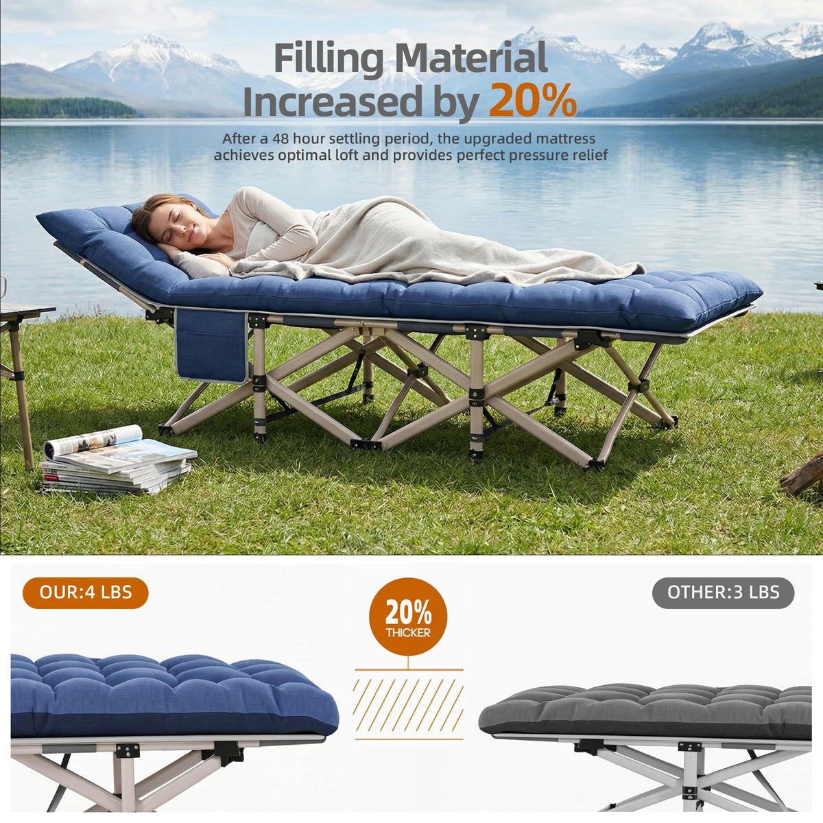 Heavy Duty 2 Pack Folding Camping Cot with Carry Bag A113889