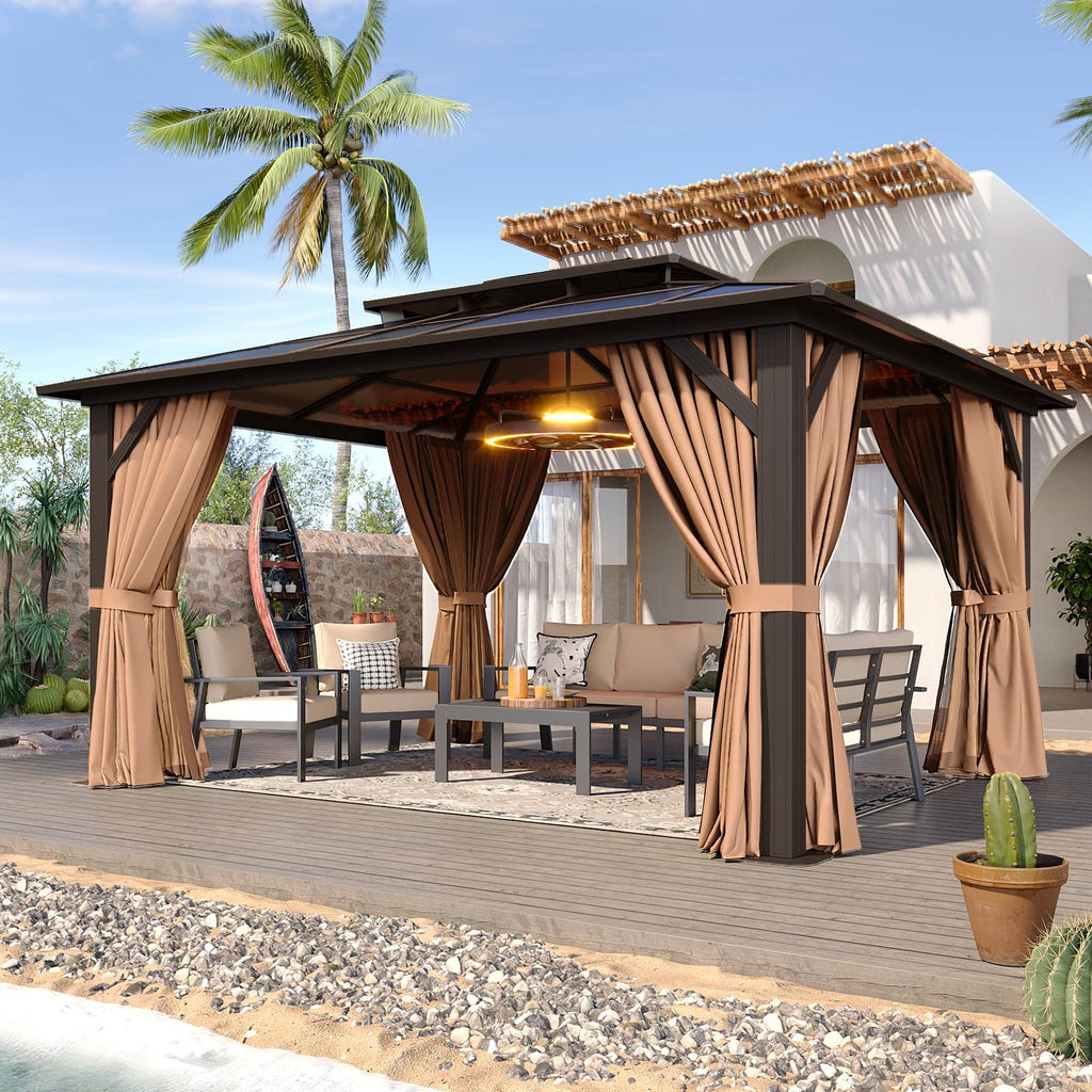 12'x10' Hardtop Gazebo with Polycarbonate Double Roof Q94905