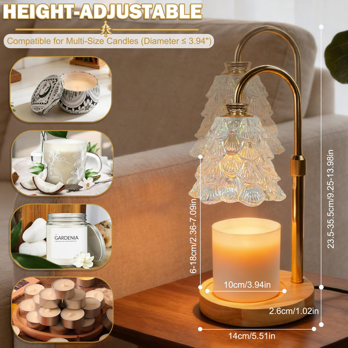 Candle Warmer Lamp with Timer Dimmable Adjustable Height D47570