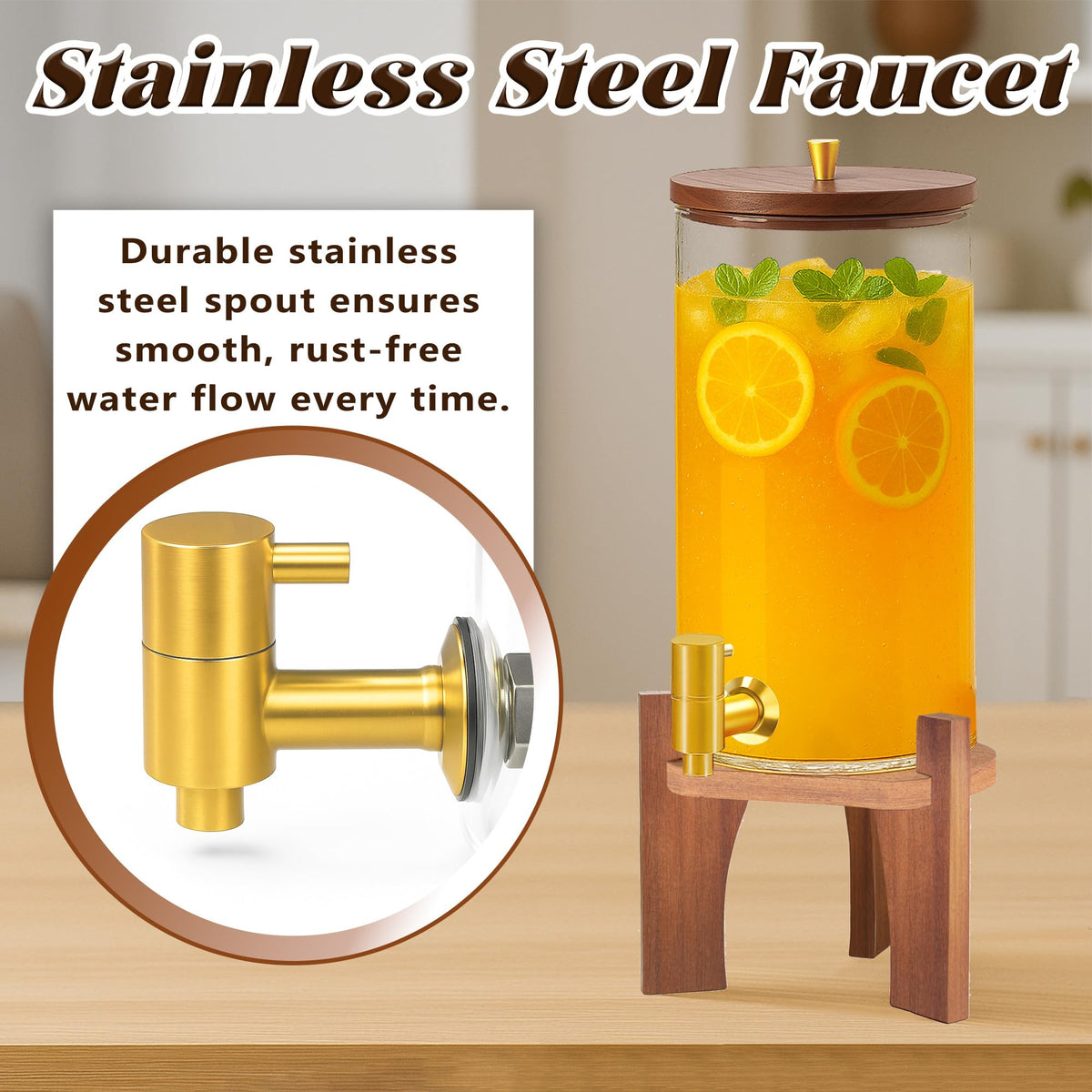 1.5 Gallon Glass Beverage Dispenser with Stand O432