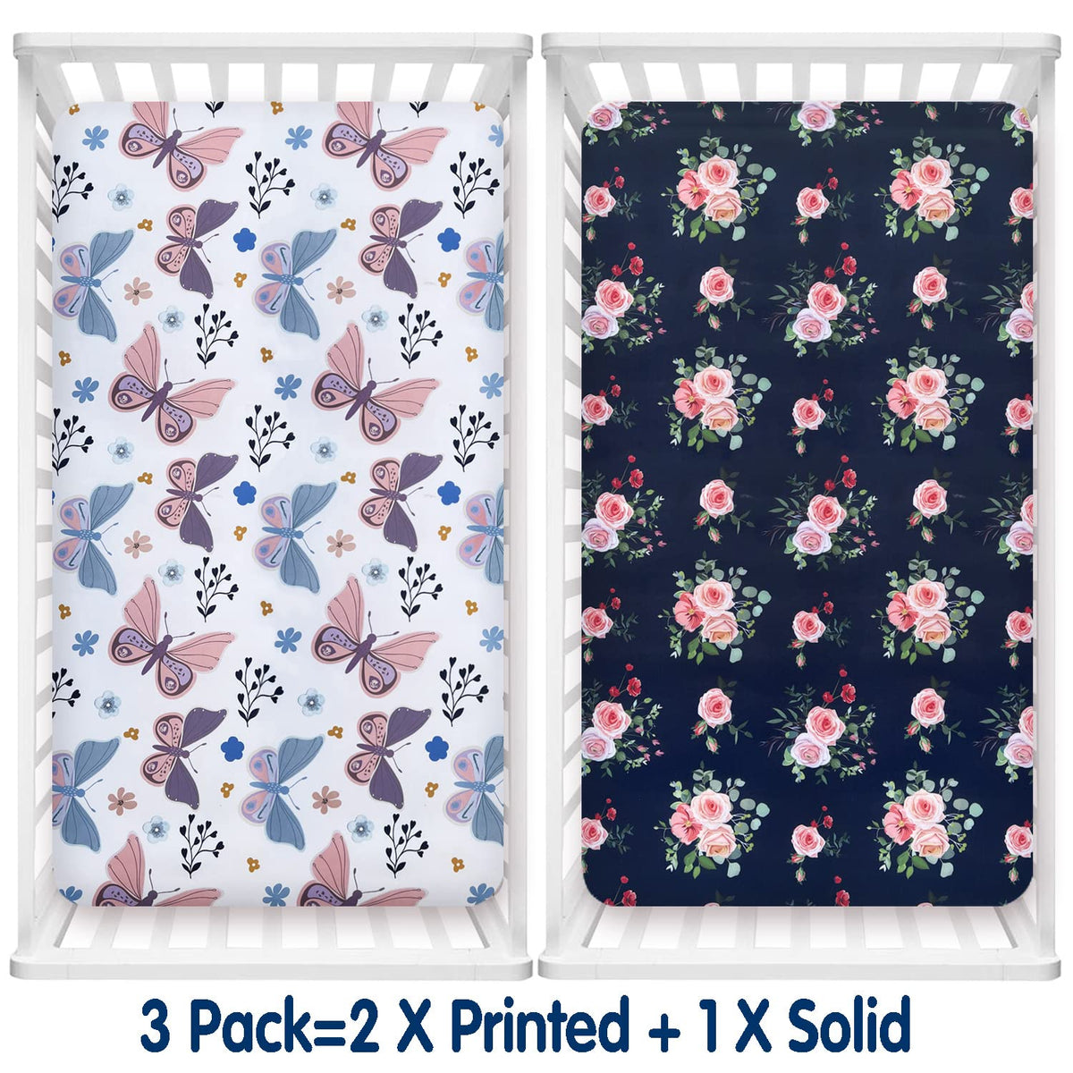 3 Pack Soft Crib Sheets 28'' X 52'' Microfiber W2757