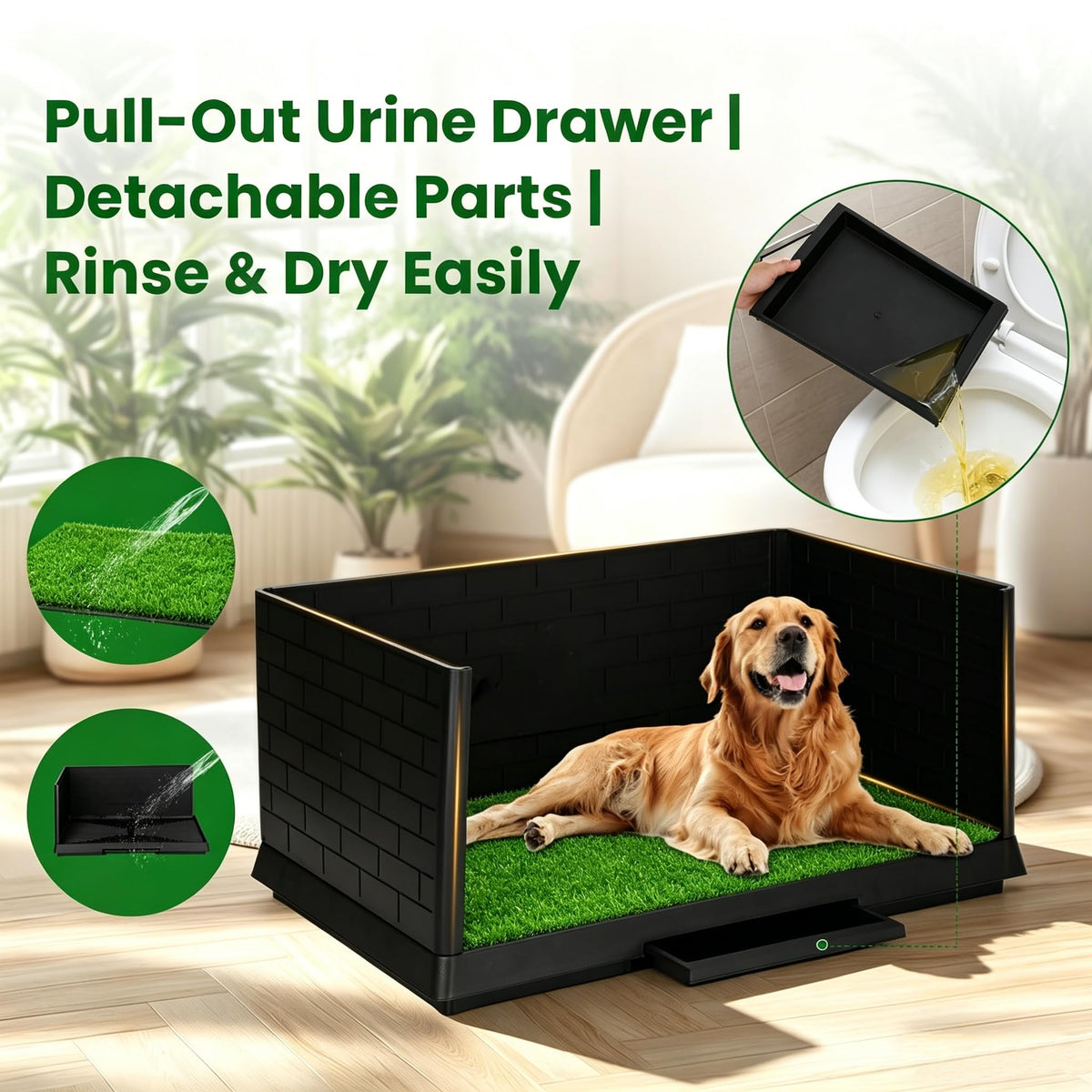 Dog Grass Pad with Tray 30"x19.7" Indoor Dog Potty with Drawer B722