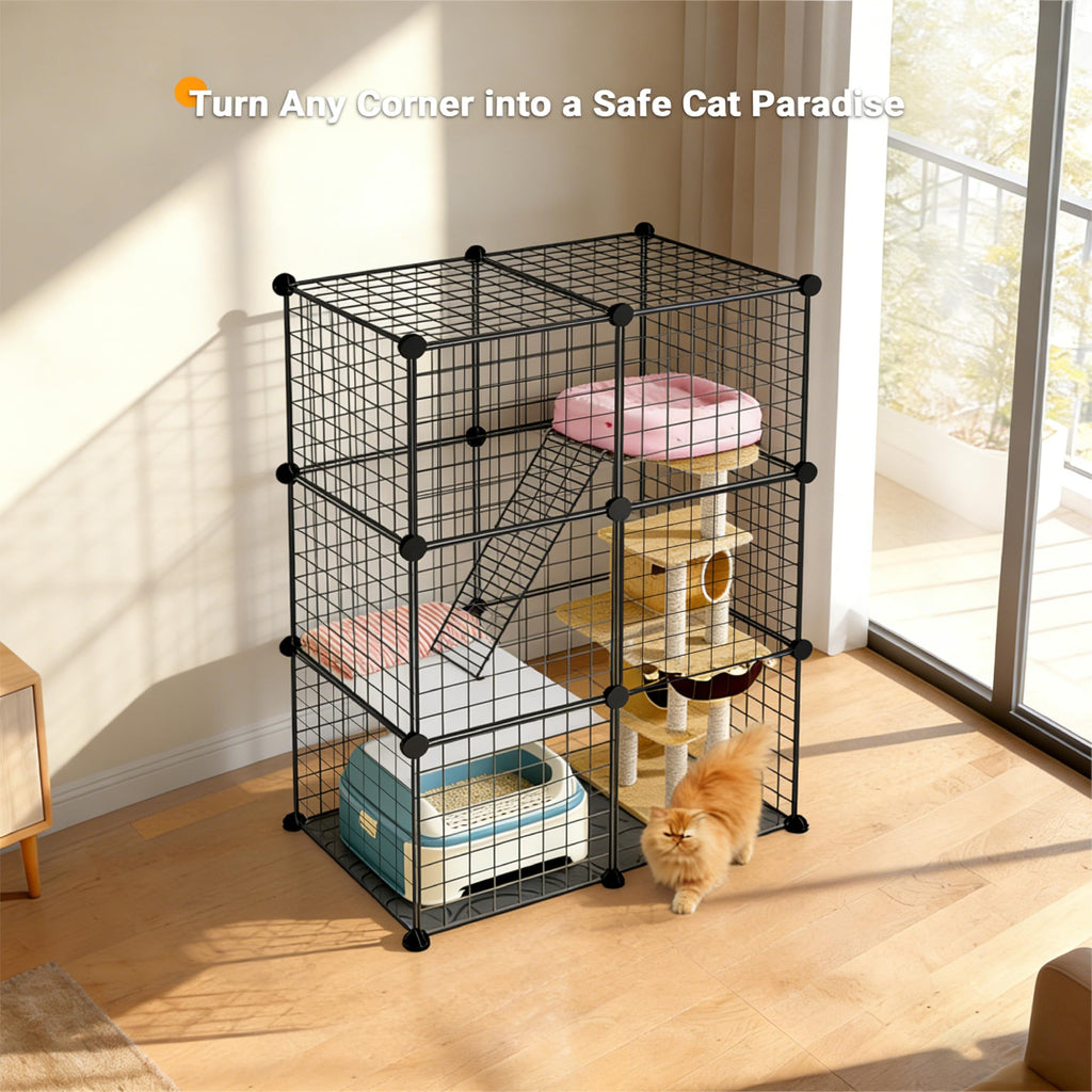 Foldable Black Wire Metal Cat Playpen E7360