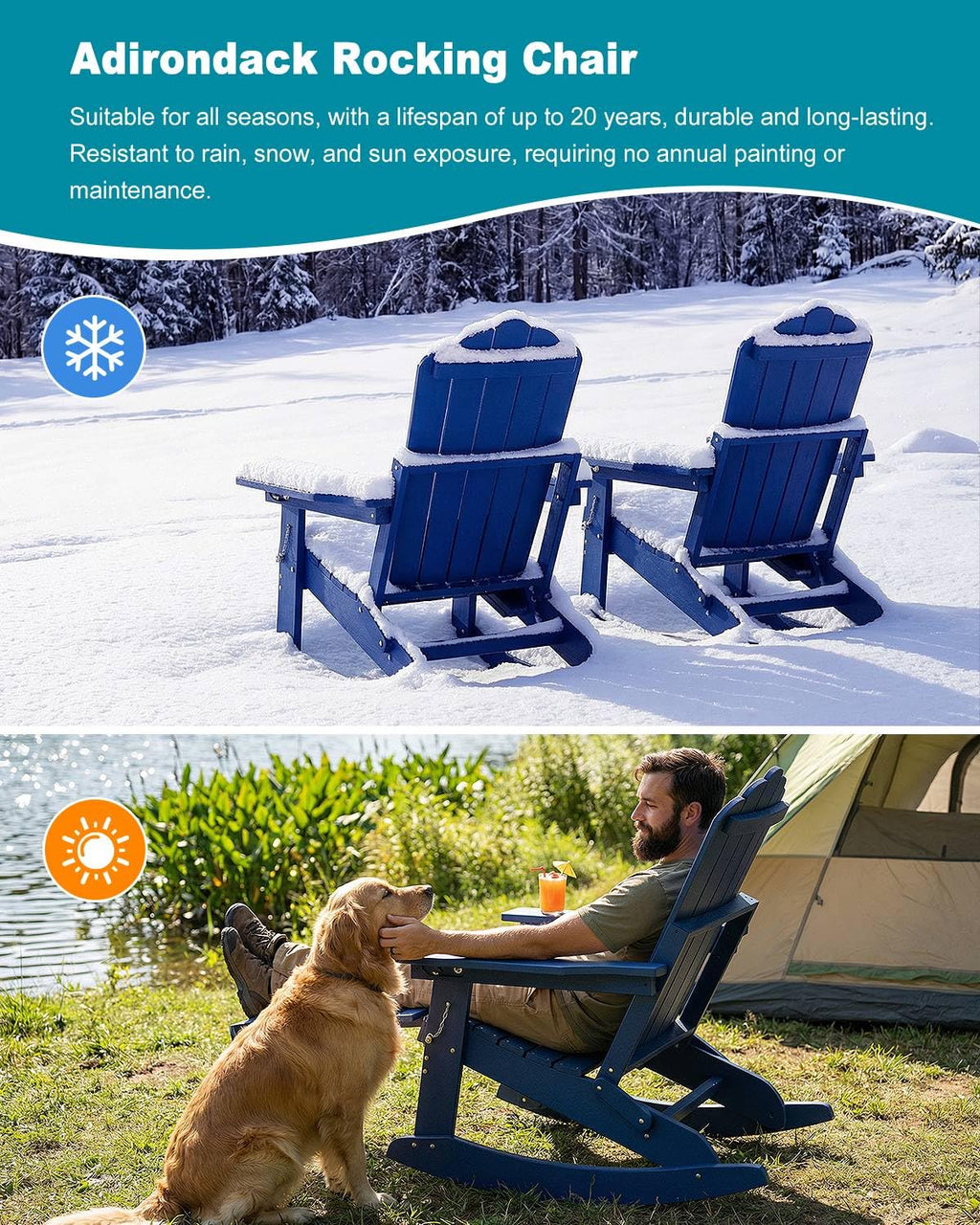 Folding Adirondack Rocking Chair with Ottoman Q821339