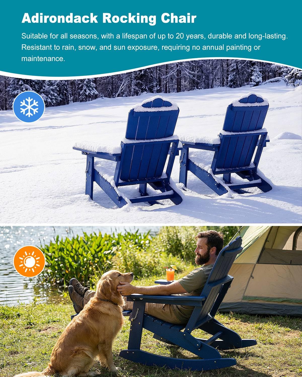 Folding Adirondack Rocking Chair with Ottoman Q821339
