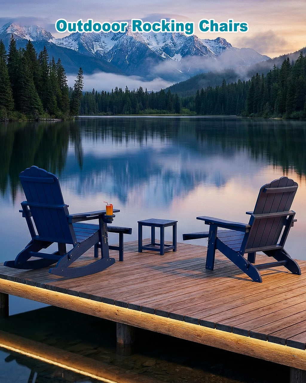 Folding Adirondack Rocking Chair with Ottoman Q821339