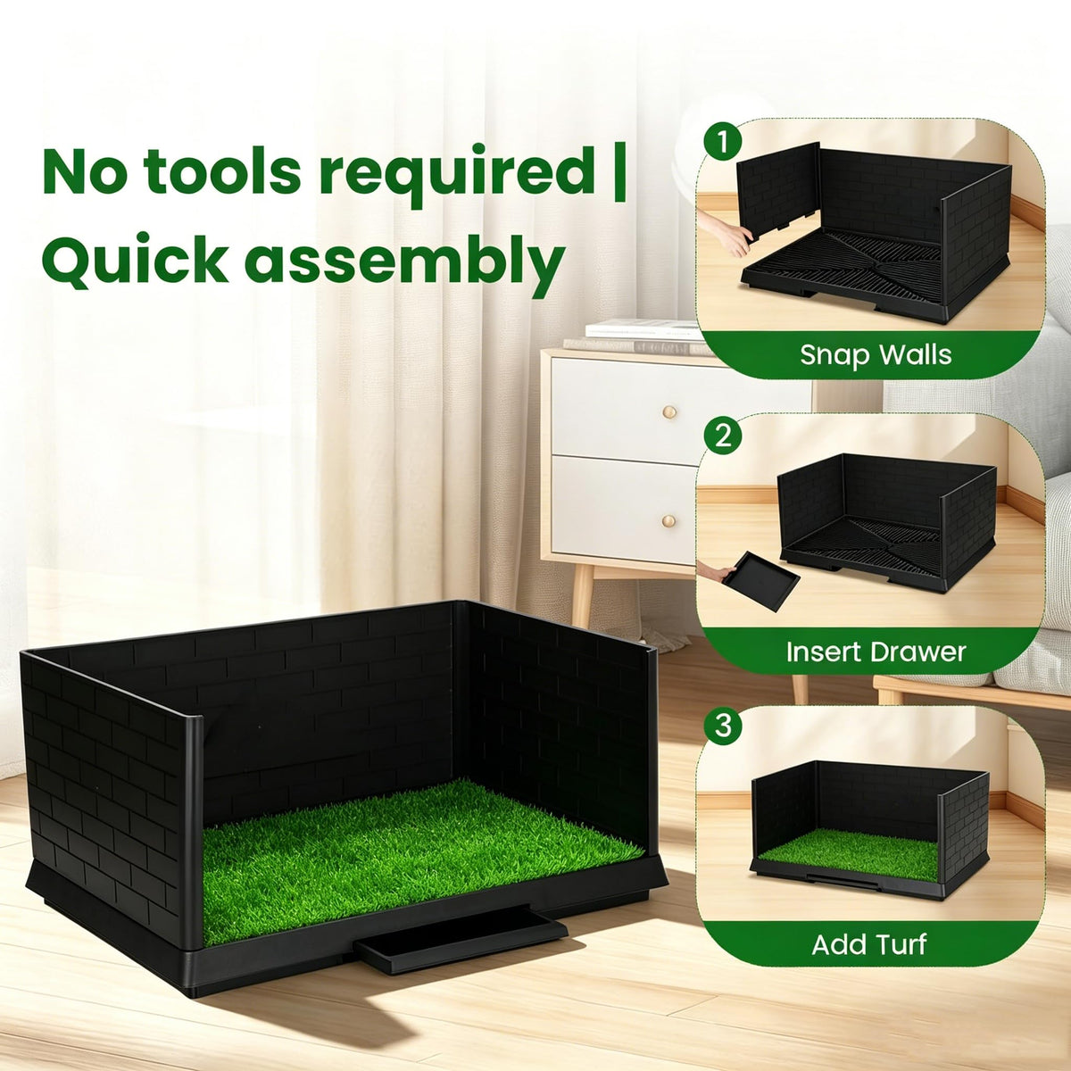 Dog Grass Pad with Tray 30"x19.7" Indoor Dog Potty with Drawer B722