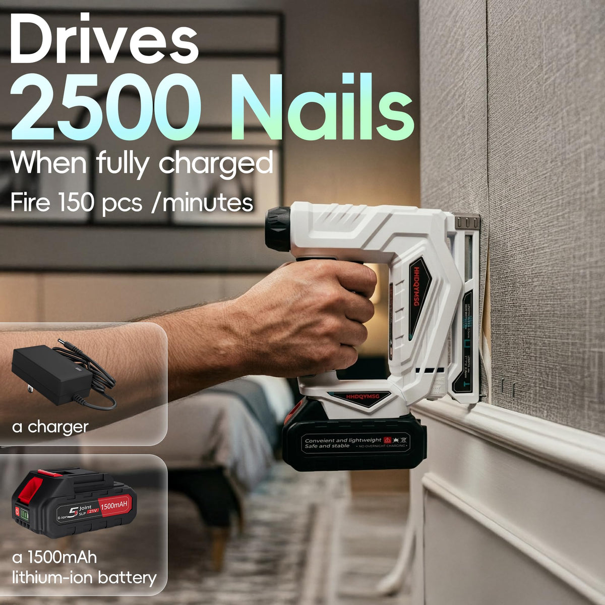 Cordless Brad Nailer Stapler with Battery F601659