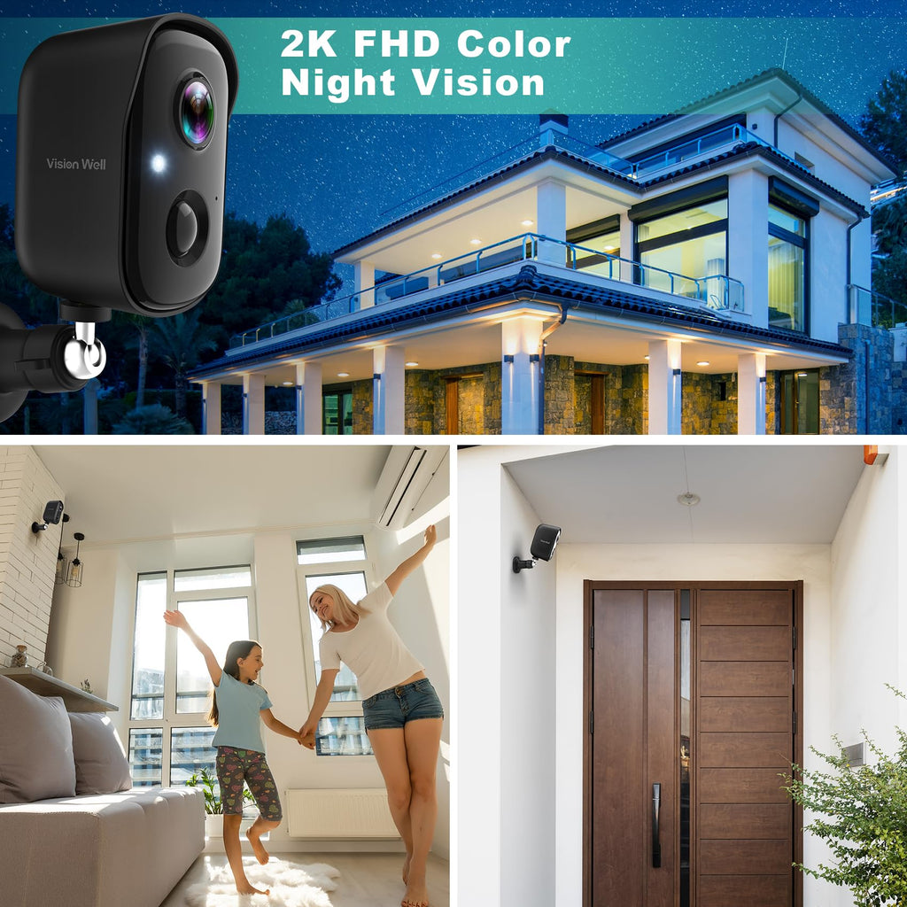 Wireless Outdoor Security Camera 2K Battery Powered E2552
