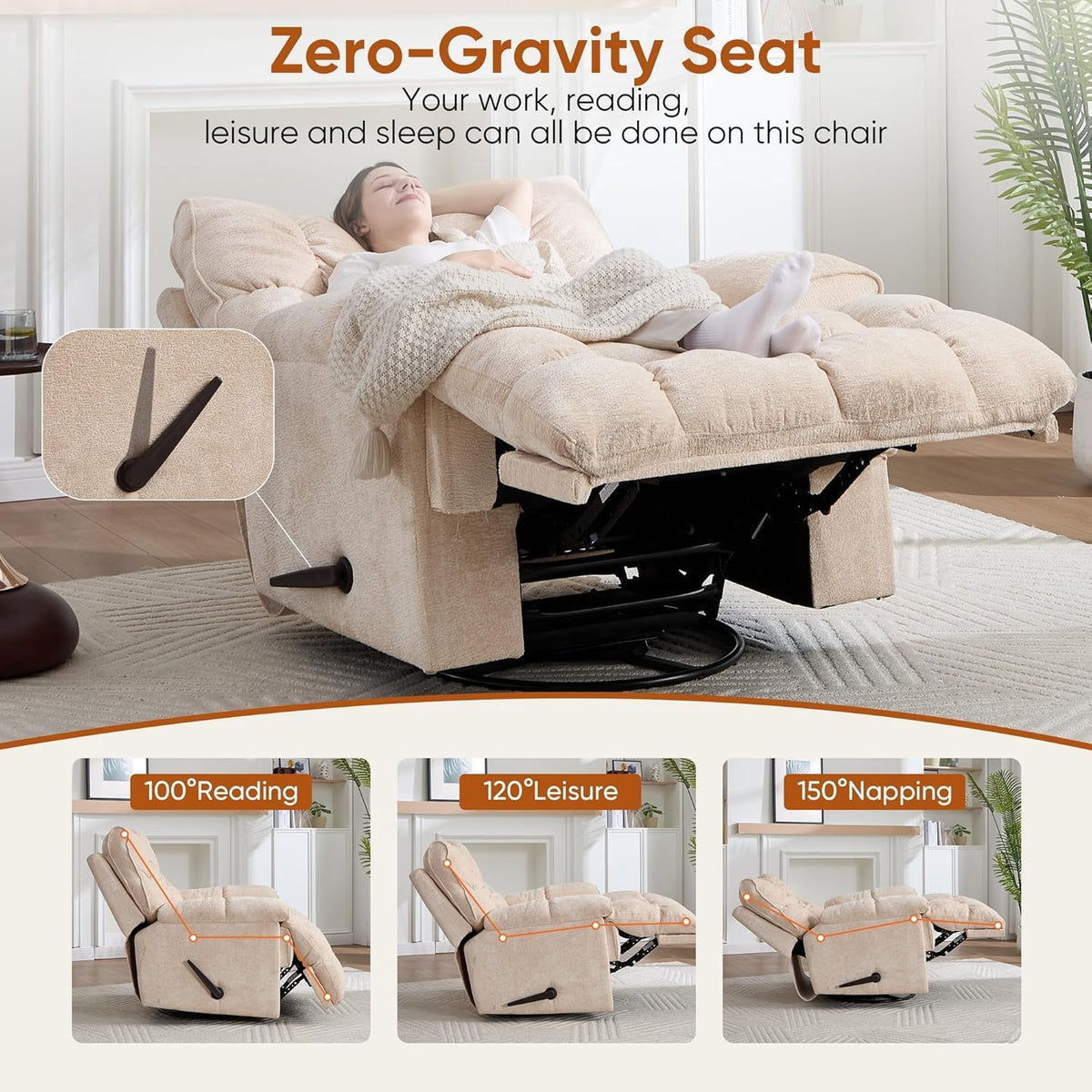 Oversized Swivel Rocker Recliner Chair Q147650