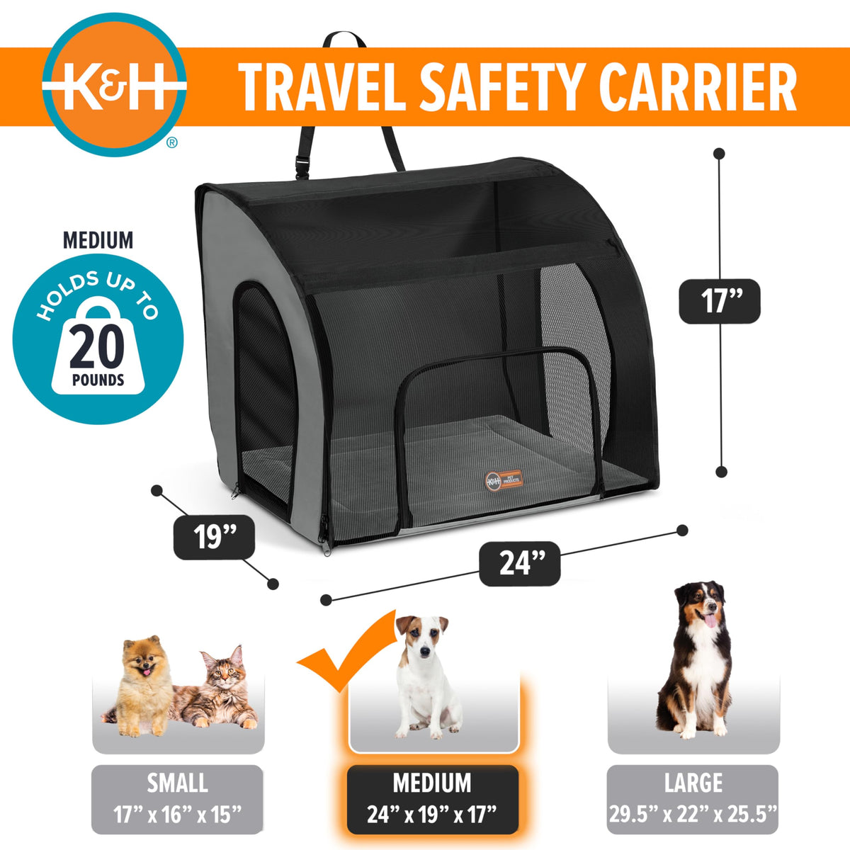 Dog Car Seat, Medium, Gray/Black B76901