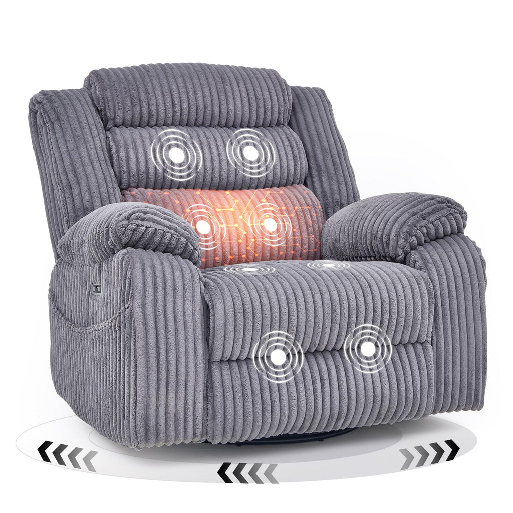 Power Swivel Rocker Recliner Chair with Vibration & Heat I243