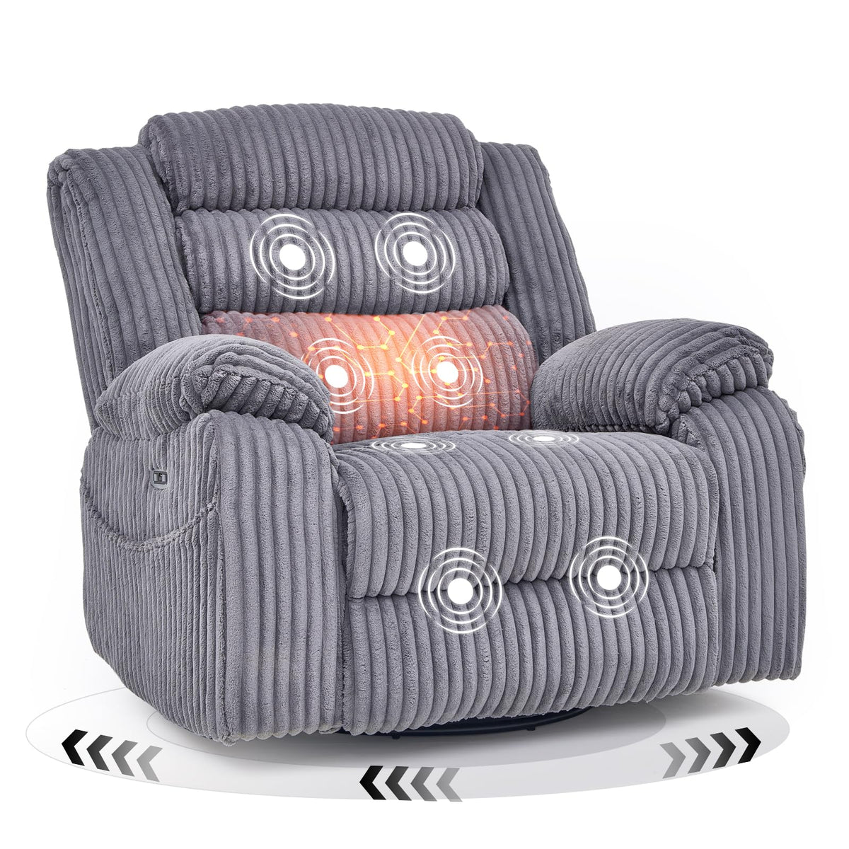 Power Swivel Rocker Recliner Chair with Vibration & Heat I243