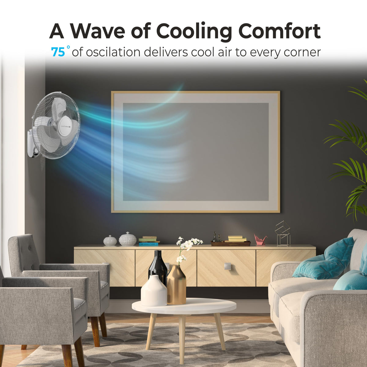 16 inch 3 Speed Oscillating Wall Mount Fan with Remote Control E254968