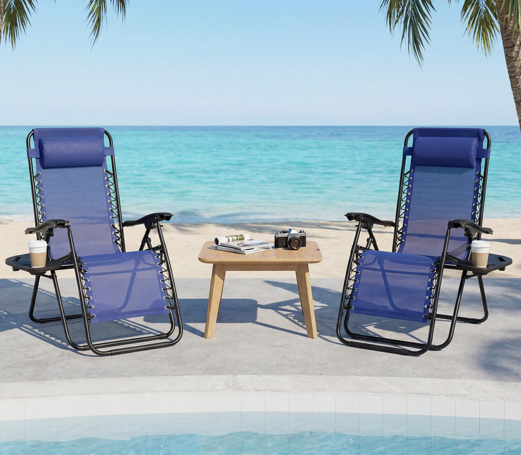 Oversized Blue Zero Gravity Chair Set of 2 D269111