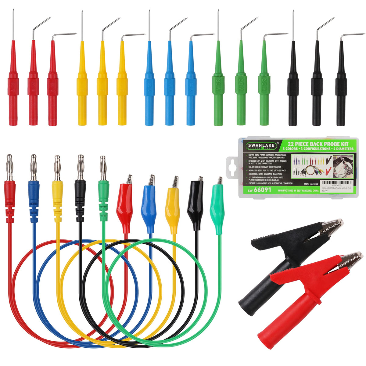 22-Piece Back Probe Kit with Test Leads and Alligator Clips Q913
