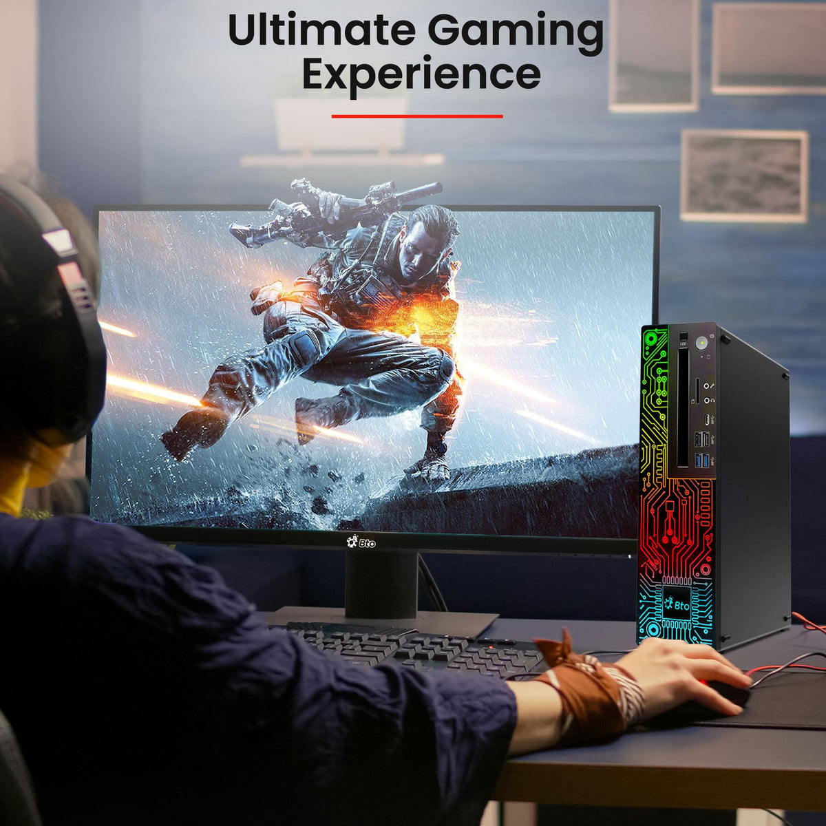 RGB Gaming Desktop PC Intel i5 16GB Ram 512GB SSD GeForce GT 1030 Windows 11 Pro D9748