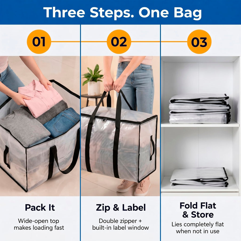 Heavy Duty Water Resistant Storage Bags with Backpack Straps 6 Pack S6157