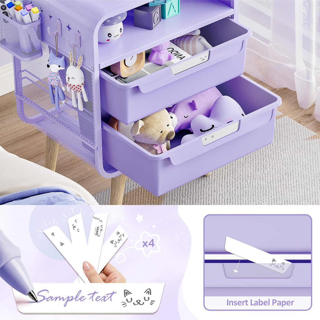 Kids Nightstand, Girls Bedside Table, Night Side Table, Purple H8208