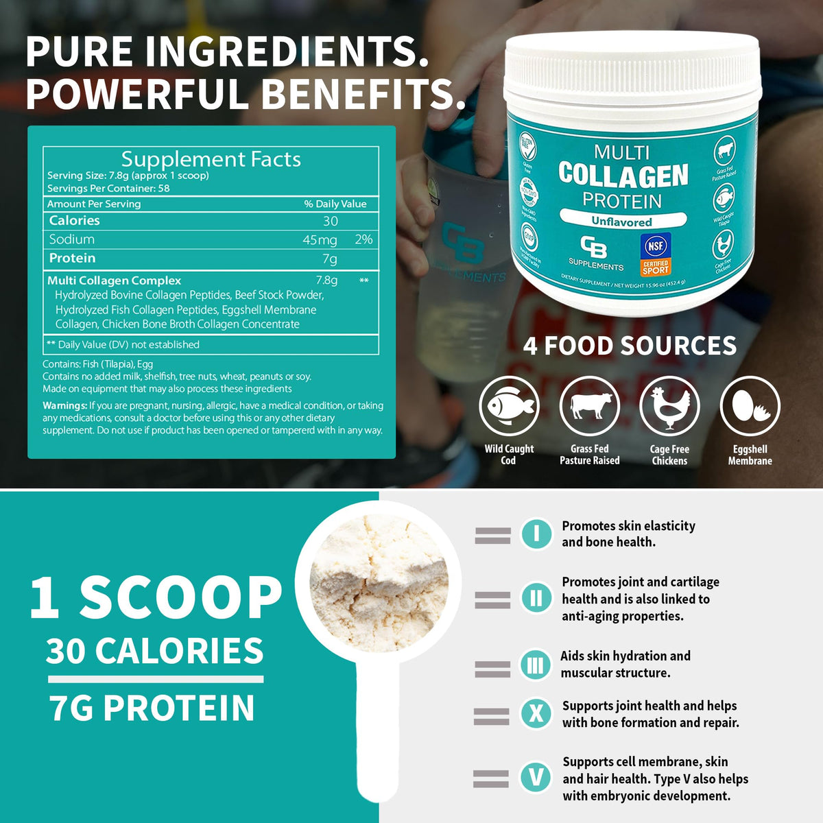 Multi Collagen Protein Powder Unflavored 58 Servings R60520