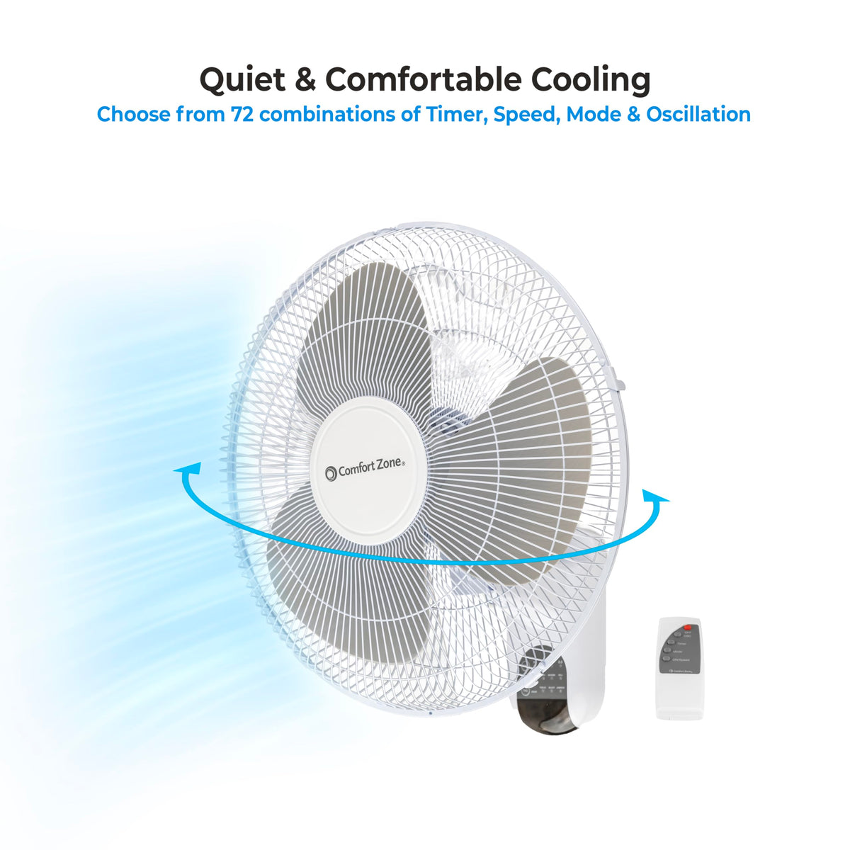16 inch 3 Speed Oscillating Wall Mount Fan with Remote Control E254968
